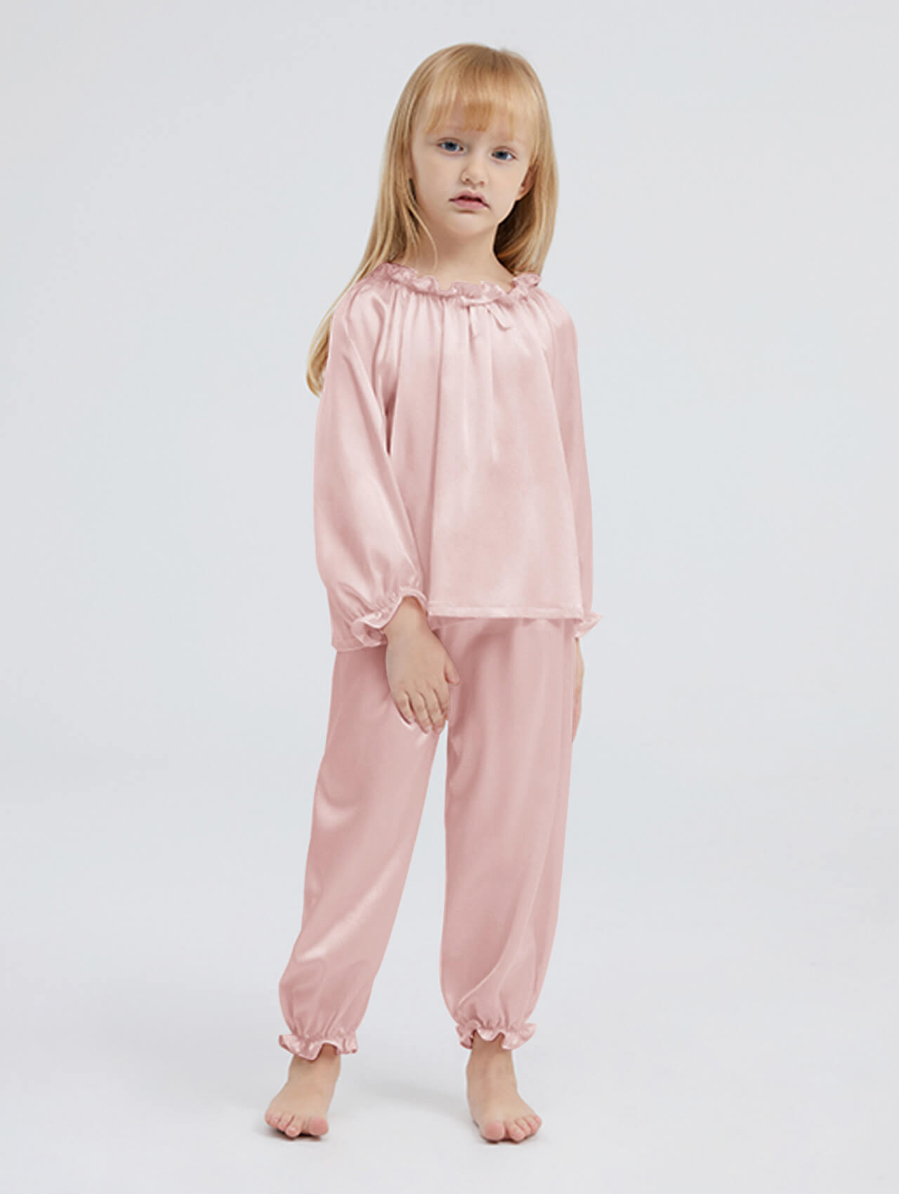 19 Momme Girls Pullover Long Silk Pajama Sets